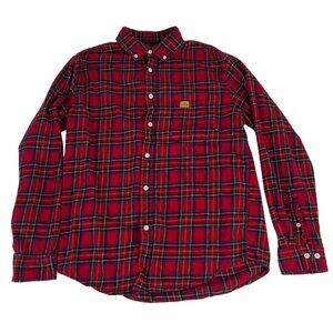 SIMPLY SOUTHERN Shirt Men's M Red Plaid Button Up Long Sleeve Flannel Pocket